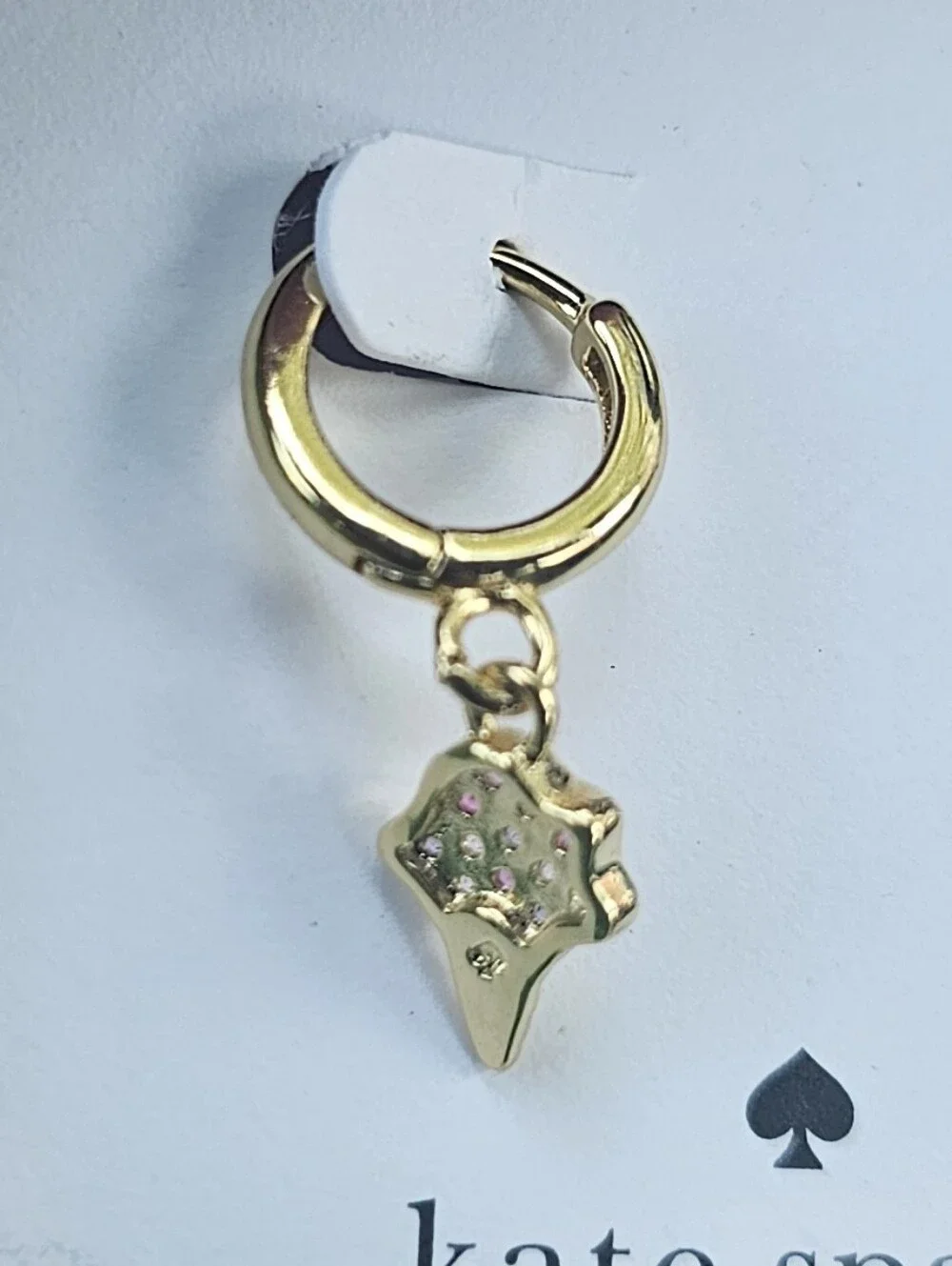 kate spade Gold Hoop Earrings with Pink Cubic Zirconia Ice Cream Charms